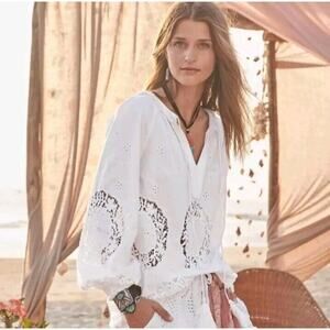 Sundance Princesa Eyelet Embroidered Peasant Top Size XS